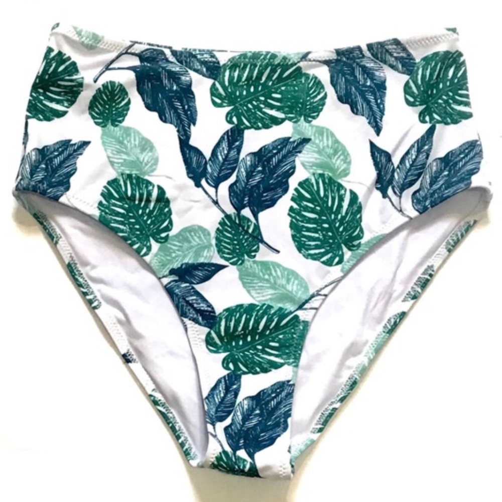 Cupshe high cut covered tummy palm bikini bottoms size small